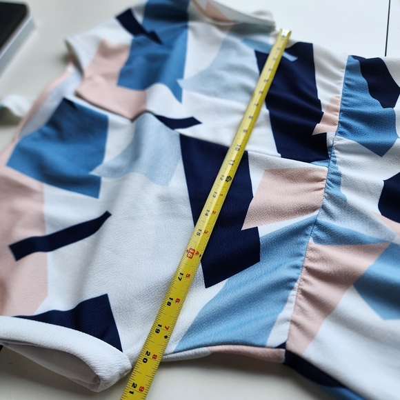 Women's Modern Graphic Design Shirt Dress Knee Length Full Pattern French Sz L - Picture 8 of 11